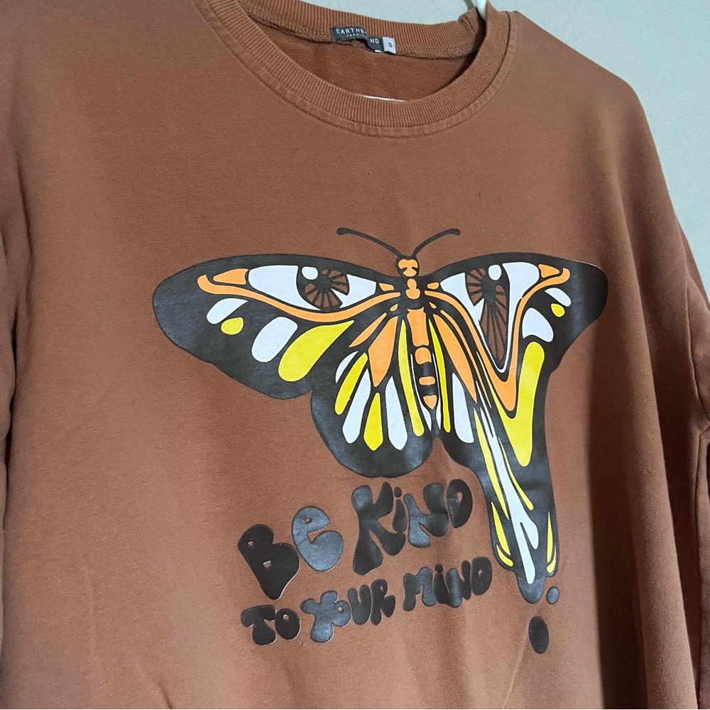 Earthbound rust colored sweatshirt with butterfly